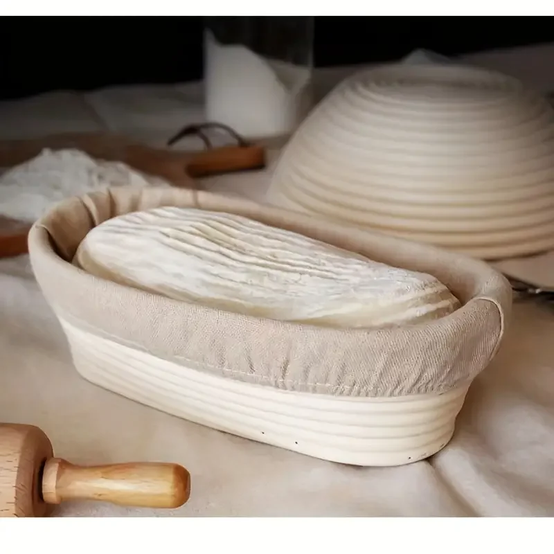Best Seller Vintage Natural Rattan Basket Bread Sourdough Proofing Basket Oval Bread Basket Wood For Bakery Baking Set
