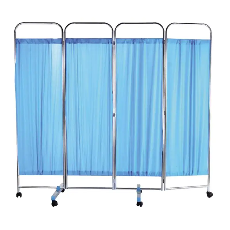 MN-PF001 Factory supply stainless steel medical screen with 4 fold ward screen for hospital or clinic