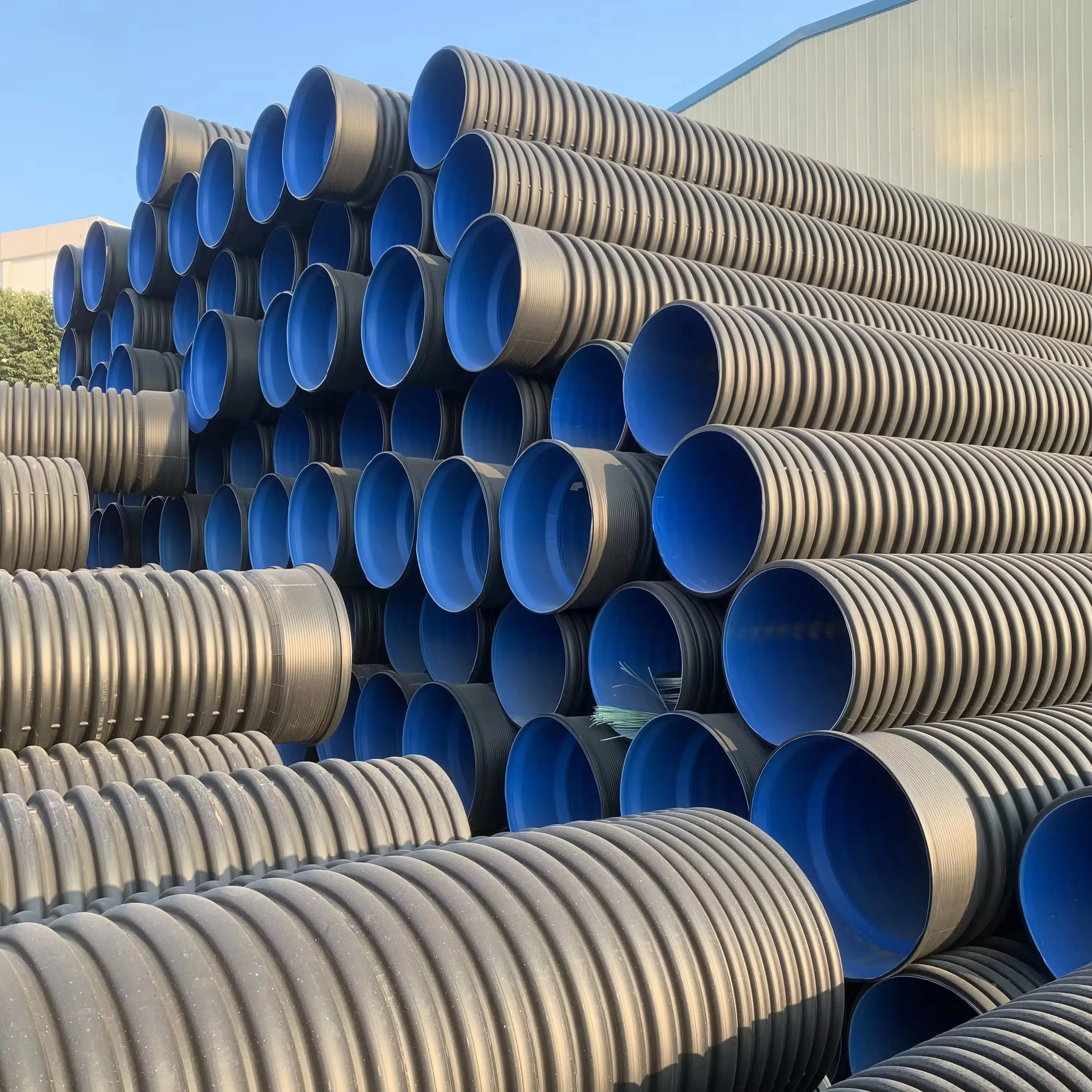800 мм SN4 SN8 HDPE Большая пластиковая двухслойная гофрированная водопропускная труба DWC для отходов и дренажа