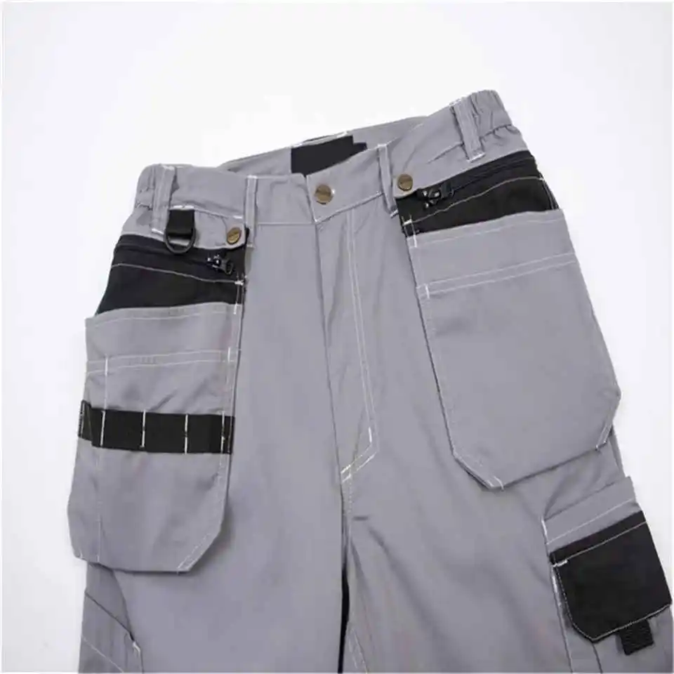 High Street Popular Functional Cargo Casual Trousers Bottom Stitching Fabric Men Cargo Jeans Casual Pants Fashion Loose Straight