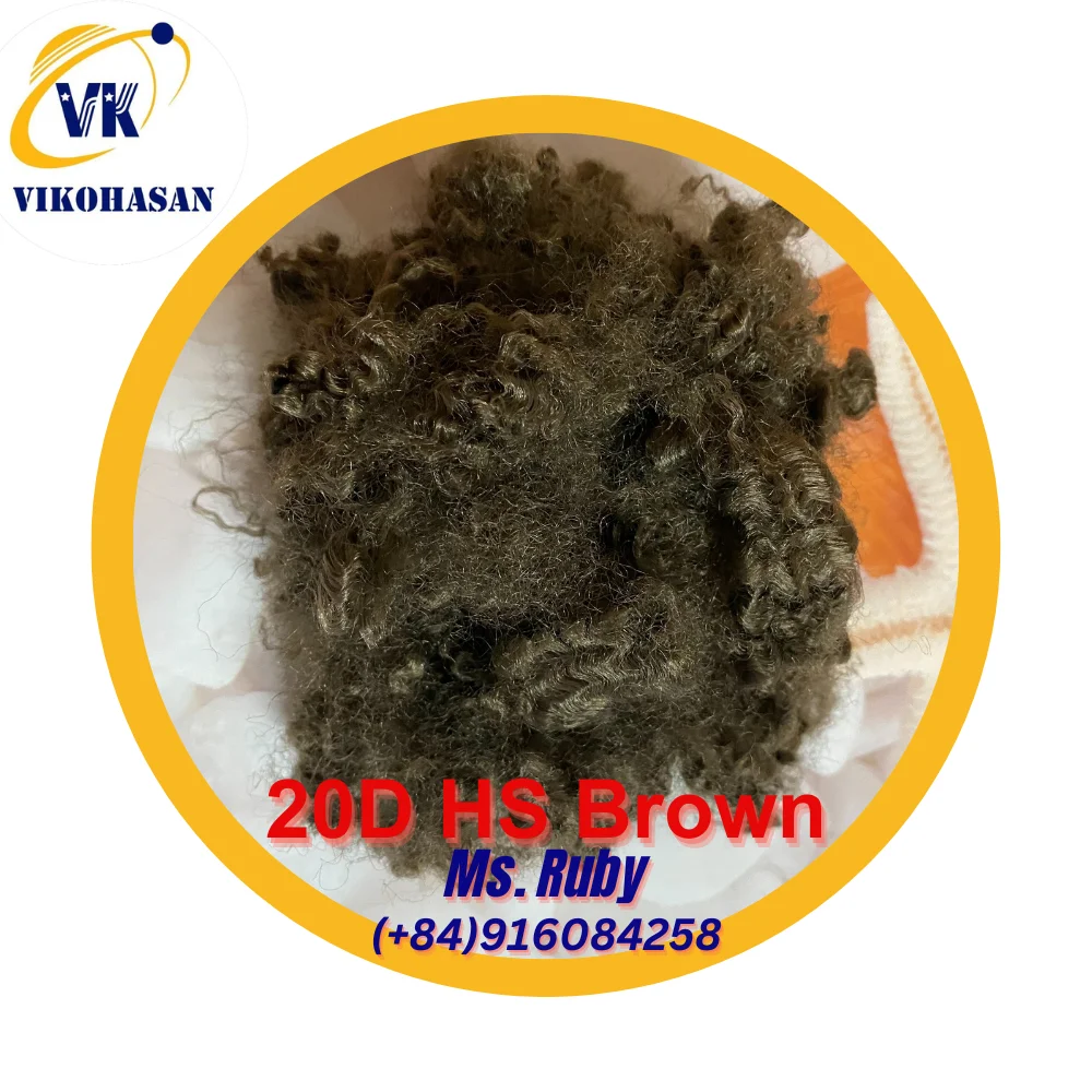 Recycled Fiber 15D HS Brown Recycled Staple Fiber Use for Concrete Spinning Sofa Quilt Toy Pillows Car Floor Mat Carpets