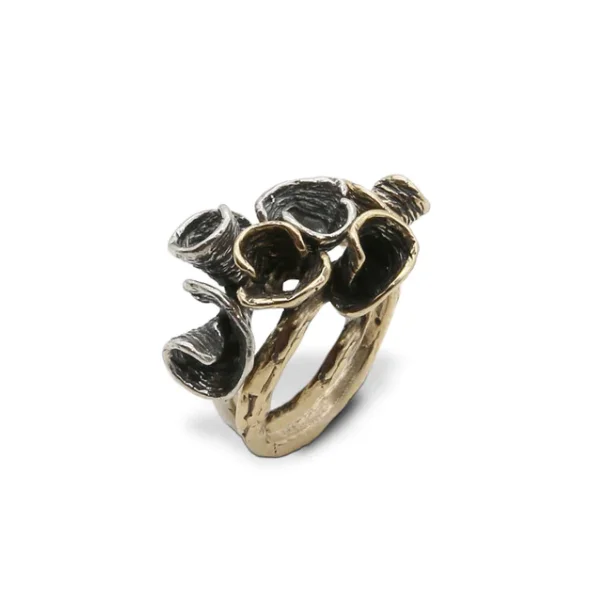 Made in Italy Pavonia small modular ring two elements in 925 silver and bronze