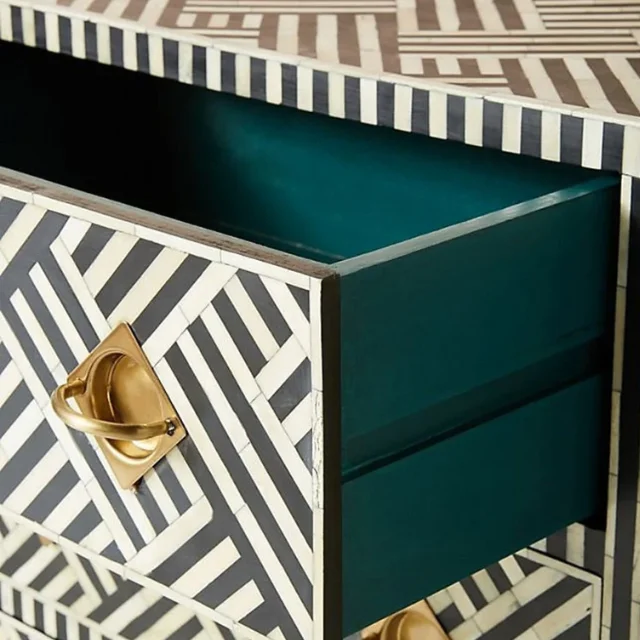 Farmhouse Style Bone Inlay 9 Drawer Chest Wood Resin Cabinet Living Room Furniture Bone Inlay Buffet For USA UK  Luxury Chest