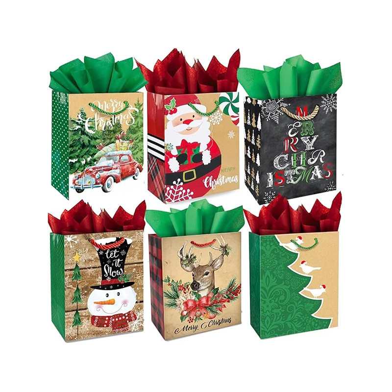 Luxury Christmas Gift Bags With Handle Xmas Custom Santa Claus Christmas Party Gift Christmas Packaging With handle