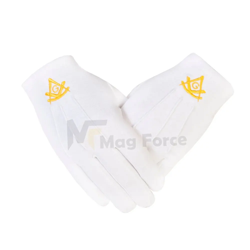Best Quality Cheap Masonic Gloves White Color Professional Cotton Masonic Regalia Hand Gloves With Custom Logo