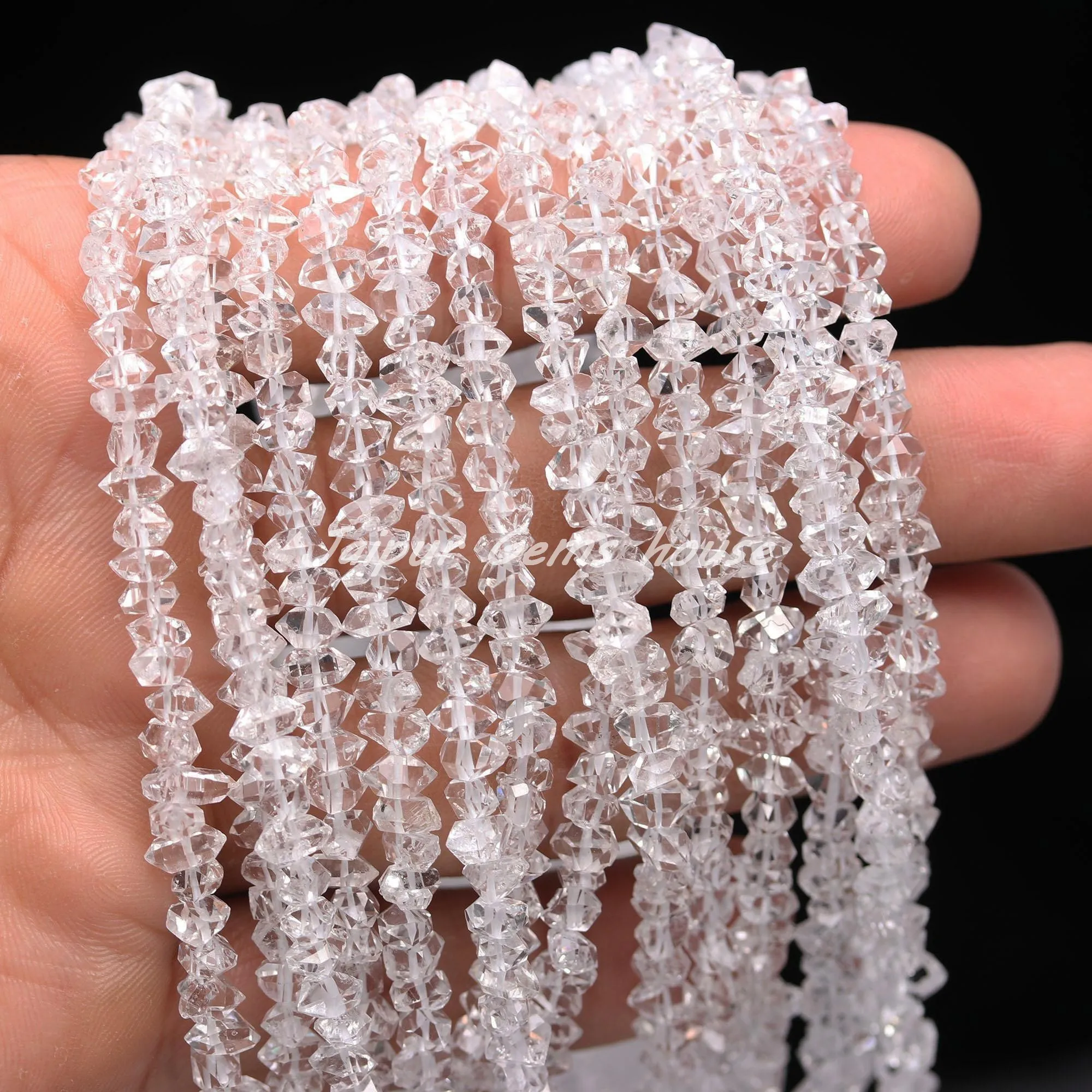 Best Selling Clear Raw White Herkimer Diamond Quartz Beads Diamond Drilled Double Terminated Beads Chakra Healing Jewelry Beads