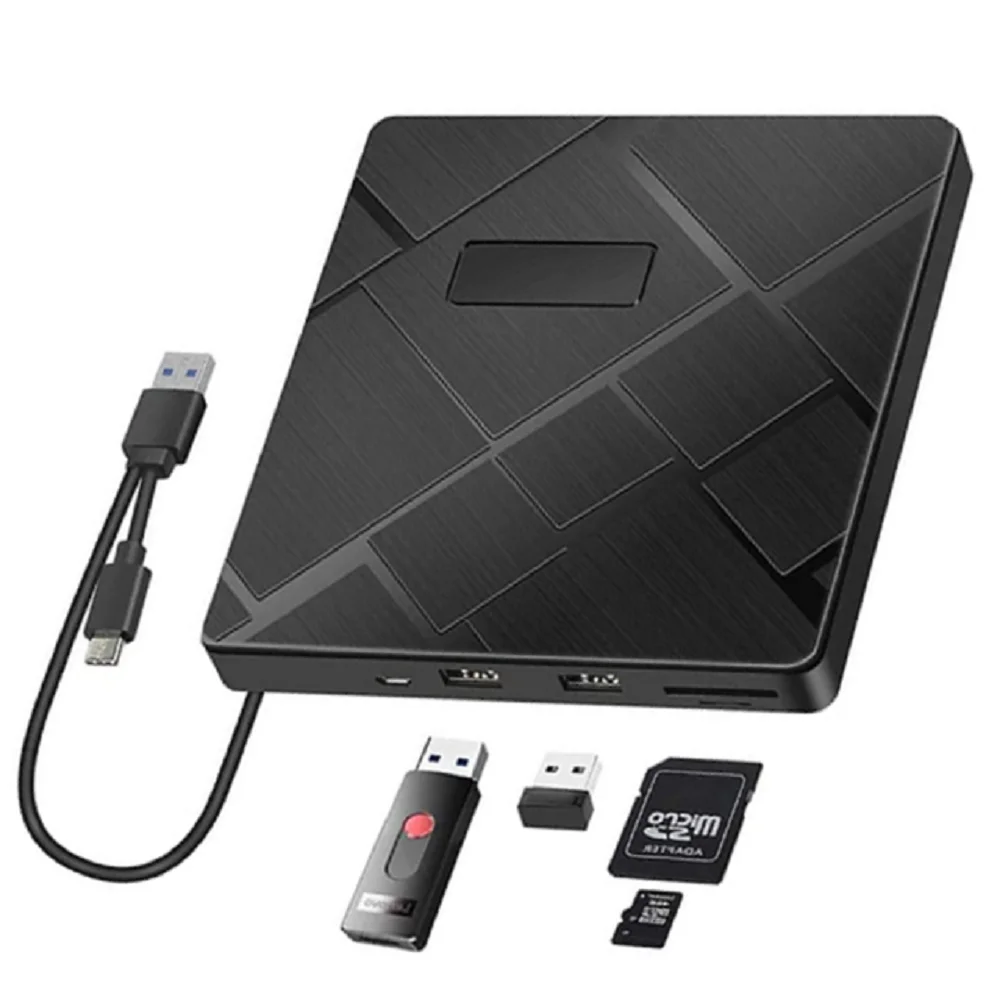 Type-c Cd drive can read and write 3.0 U disk /TF card SD card DVD hub compatible with Win 11/Macos Slim Optical Drives