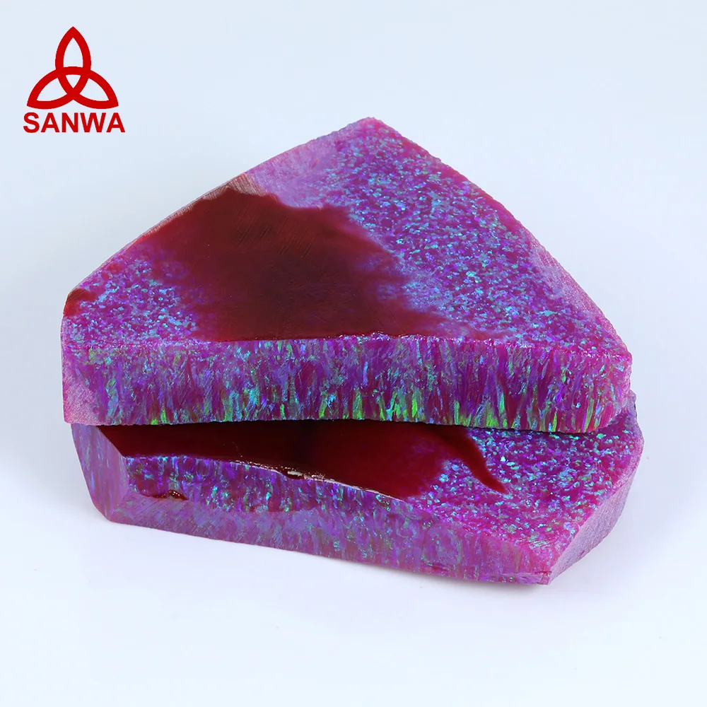 Direct Wholesale Price Japanese Bello Opal Rough OP23 Red Pink Raw Material for Cutting Stone Bead, Cabochon, Double Flat