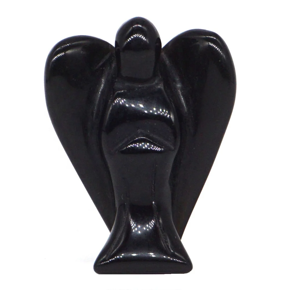 Wholesale Natural Black Obsidian Gemstone Fairy Angel Statue Crystal Figurines Angel Craft For Reiki Healing Meditation & Vasstu