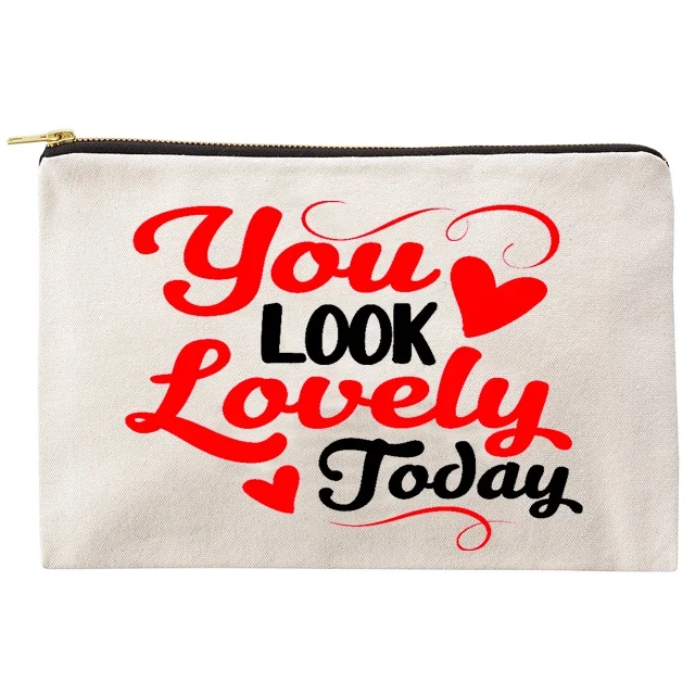 Eco Friendly Recycled Cotton Travel Cosmetic Pouch Makeup Bags With Zipper And Customized Print