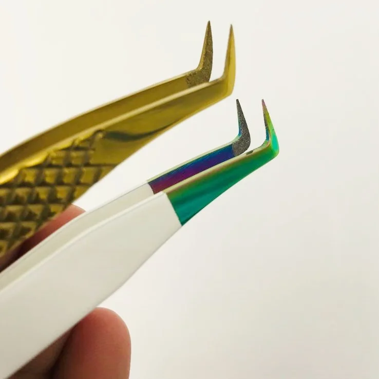 Lash Tweezers Diamond Dust Tips Tweezers Sustainable Custom Tweezer For Eyelash Extension Private Label Custom Packing