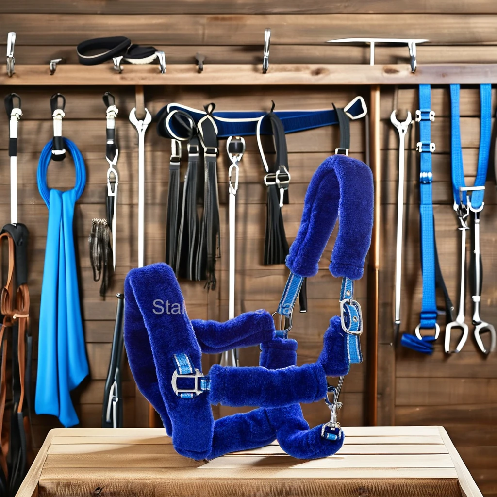 Soft Fleece Padded Fully Adjustable Polypropylene PP Horse Halters with Brass Fitting for Cob, Full, X-Full ( Hunter Blue)