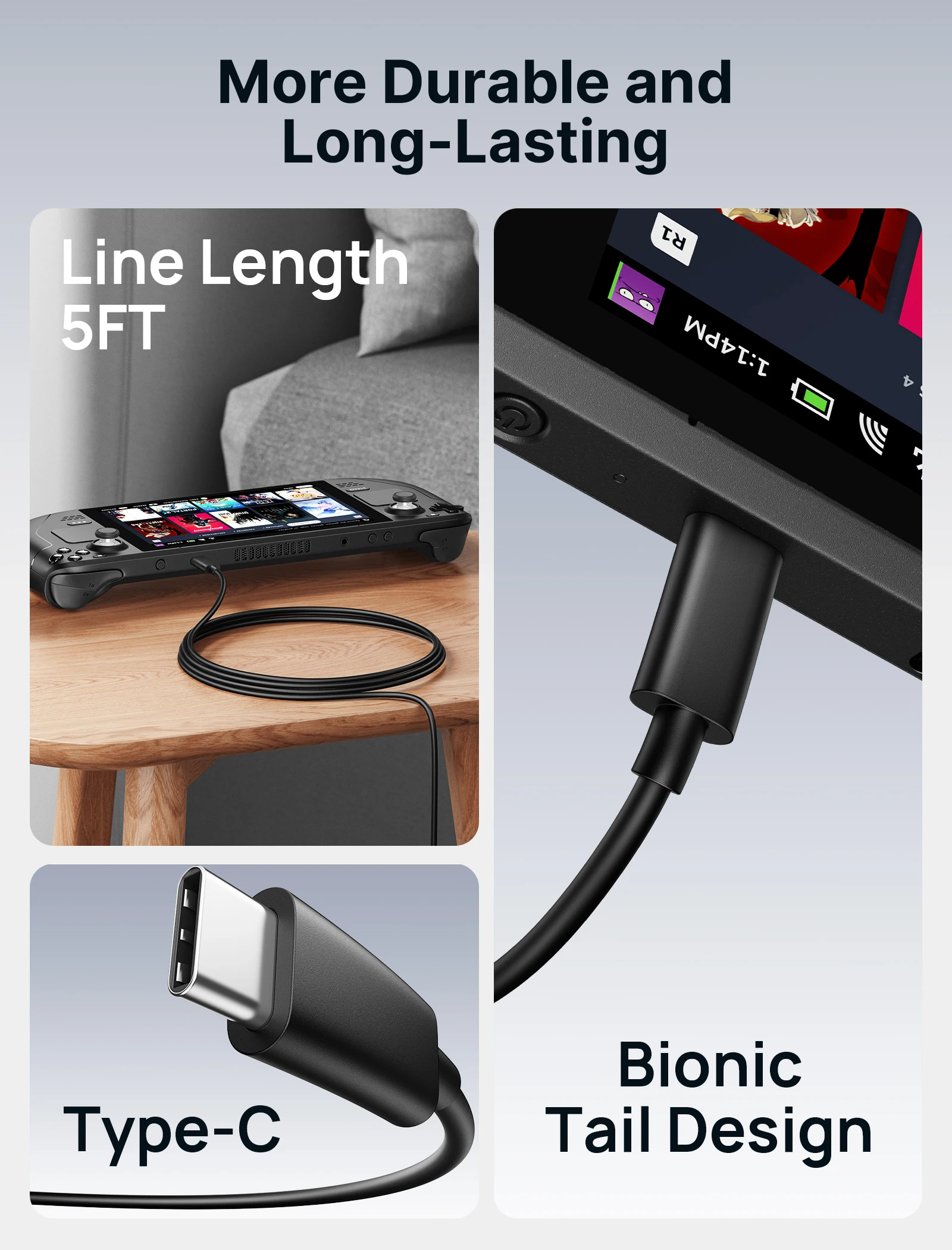 JSAUX PD Fast Charging USB C Travel Charger for Steam Deck Switch