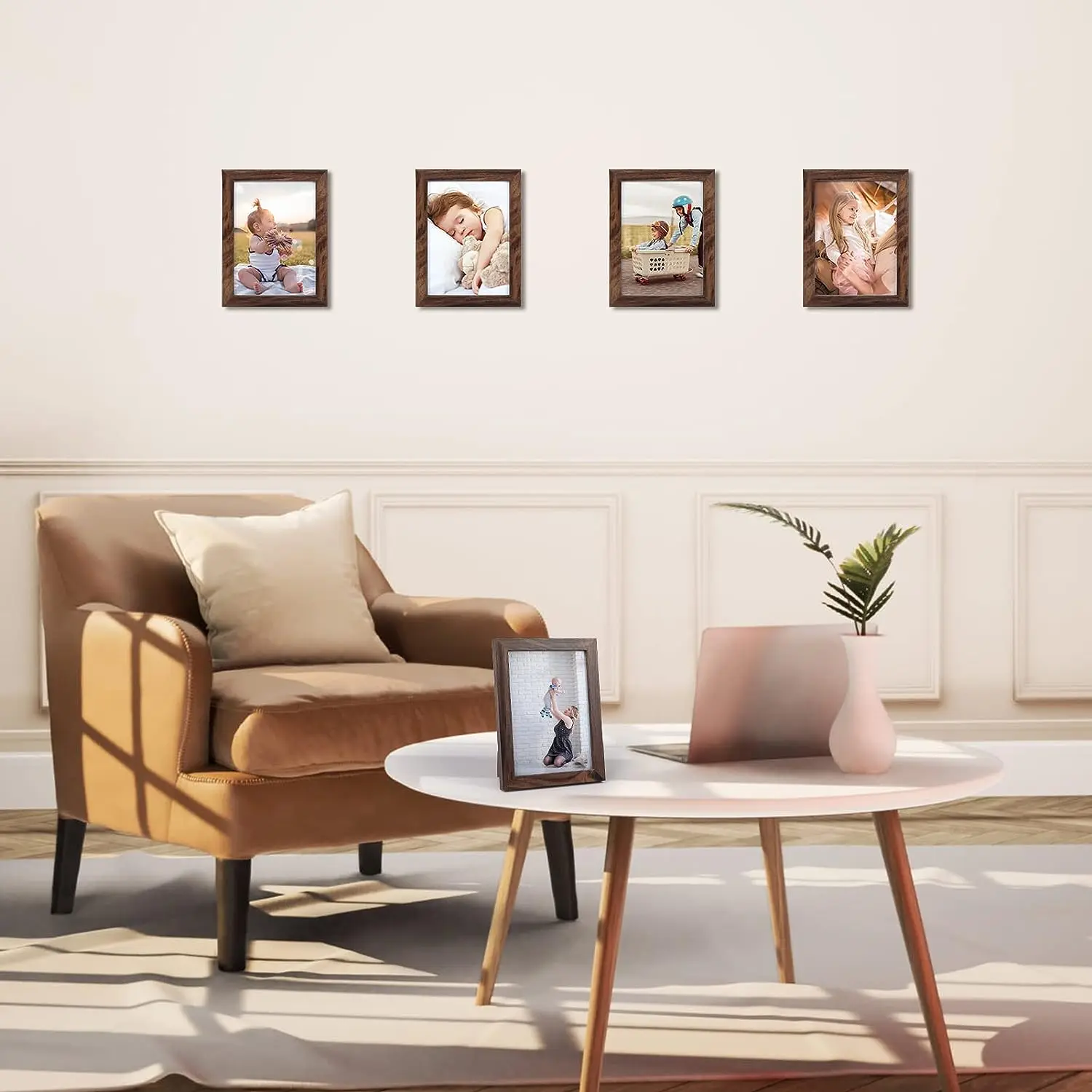 5x7 Picture Frame Brown Set of 12, Multi Rustic Walnut Wood-Color 5 by 7 Photo Frames Bulk for Wall or Tabletop Display