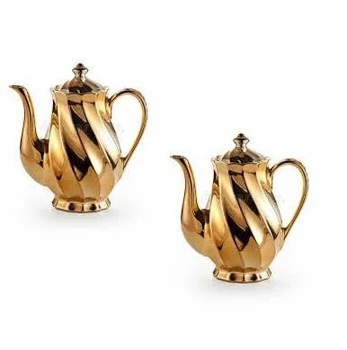 Fully Carved Brass Arabic Dallah Coffee Pot Customized Box Packaging with Logo Handmade in India Gold Color Traditional