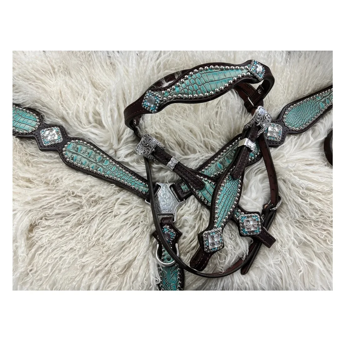 Premium Quality Customized Horse Accessories Leather Headstall with Breastplate for Horse Riding Use from India