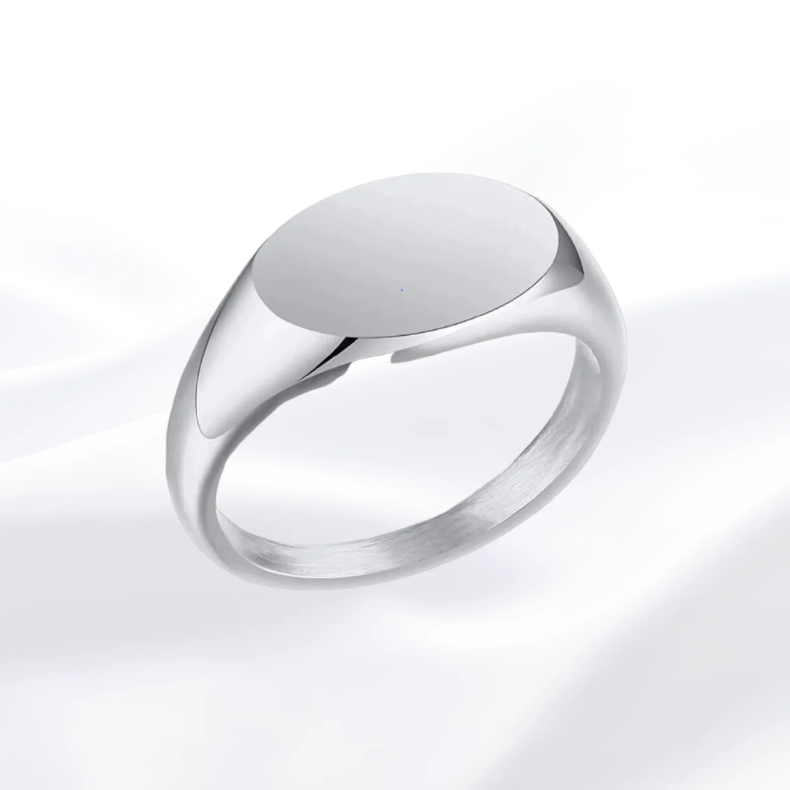 14K White Gold Filled Signet Ring Personalized Dainty New Designer Accessory for Children Unique Inlay for Engagement & Party