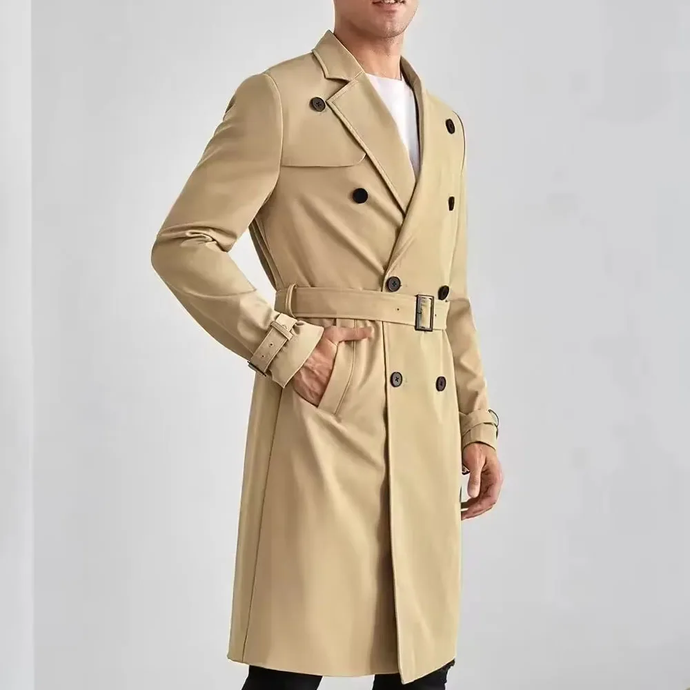 Classical New Men Fashion Wear men Long Coat Autumn and winter season men Leather Overcoat best quality Custom Color