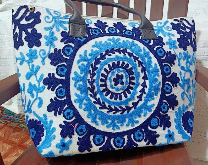 Indian Beautiful Suzani Shoulder Bag Handmade Cotton Embroidered Vintage Suzani Decorative Hippie Tote Women Boho Shopping Bag