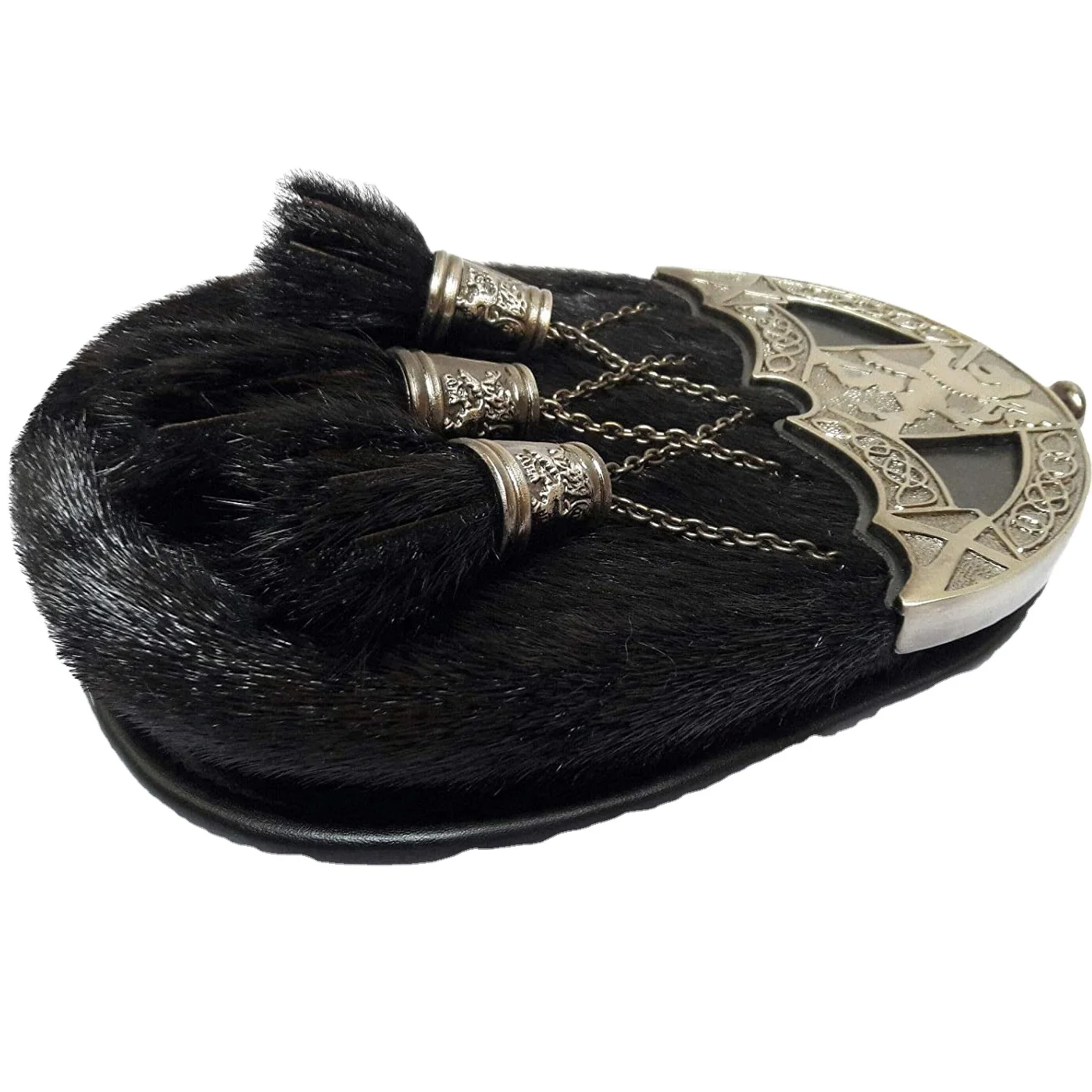 Scottish Kilt Original Seal Skin Full Dress Utility Kilt Sporran Chrome Thistle Cow Leather Sporran Bags Scottish Sporran