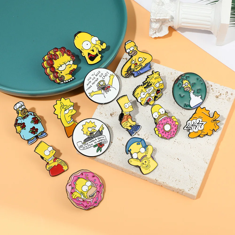 Manufacturing  Custom Metalicos Broches Pin Para Gorras Ename Pins For The Simpsons Hats Screen Printing Cute Funny