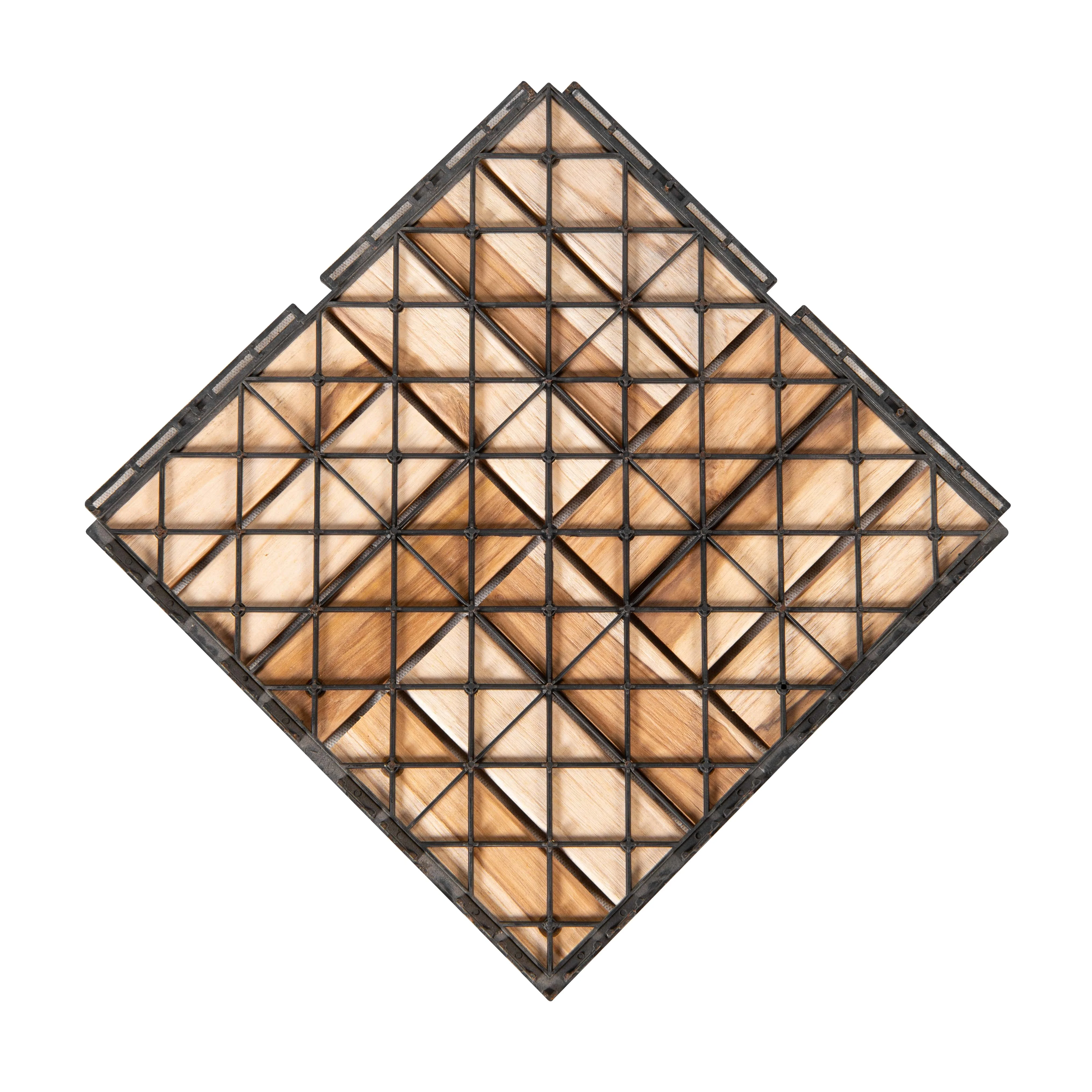 Vietnam Teak Interlocking Wood Deck Tiles for Balcony/Square Flooring Tiles DIY Installation KD Patio Garden