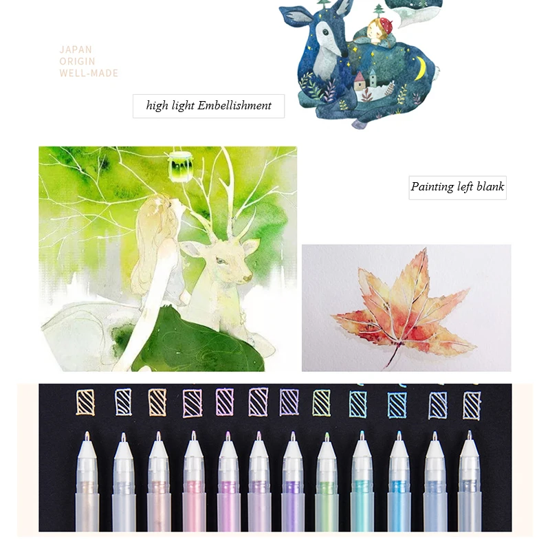 Sakura XPGB 12 colors high quality professional gelly roll highlight gel pen for art drawing bright colors