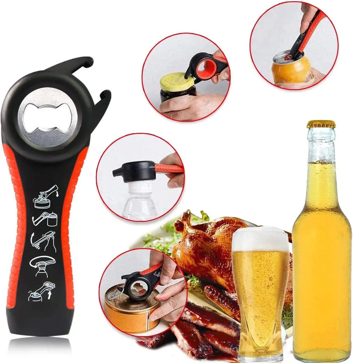 Multi function bottle opener set can opener portable jar opener for gift set