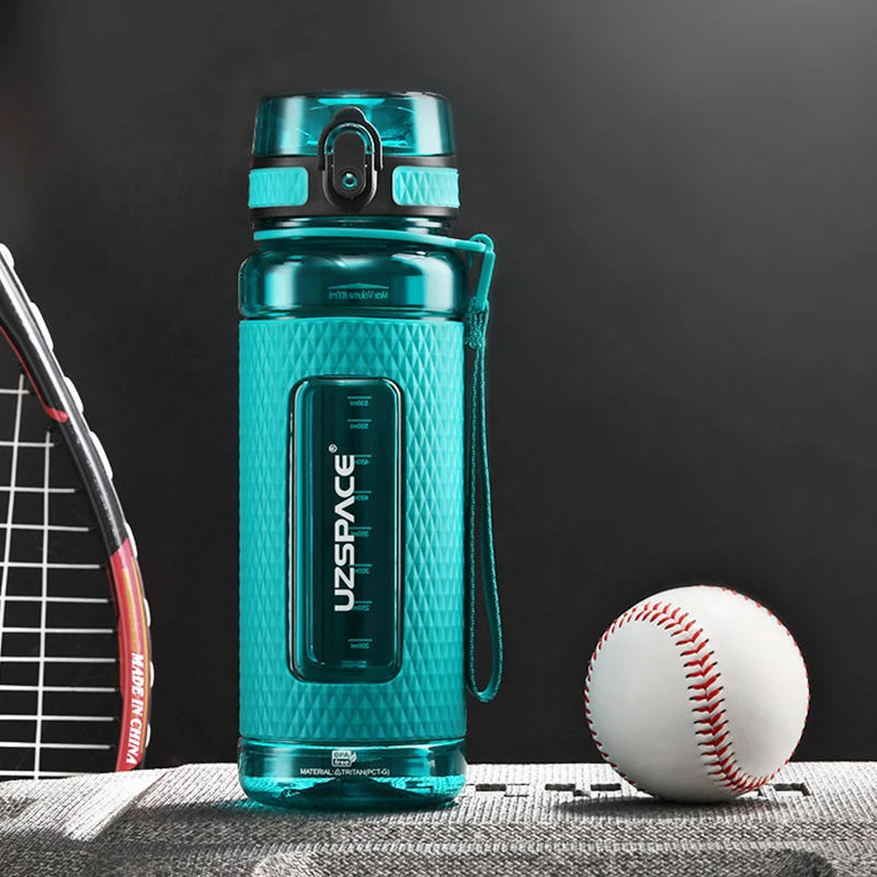 UZSPACE OEM Popular Clear Athletic Custom Made Trendy Souvenir Gemstone Non Spill Round Plastic Drink Sports Water Bottle