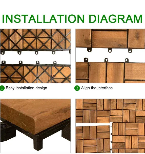 Hot Sales Acacia WPC Decking Tiles Wood Flooring High Quality for Indoor Outdoor Flooring 18 Slats