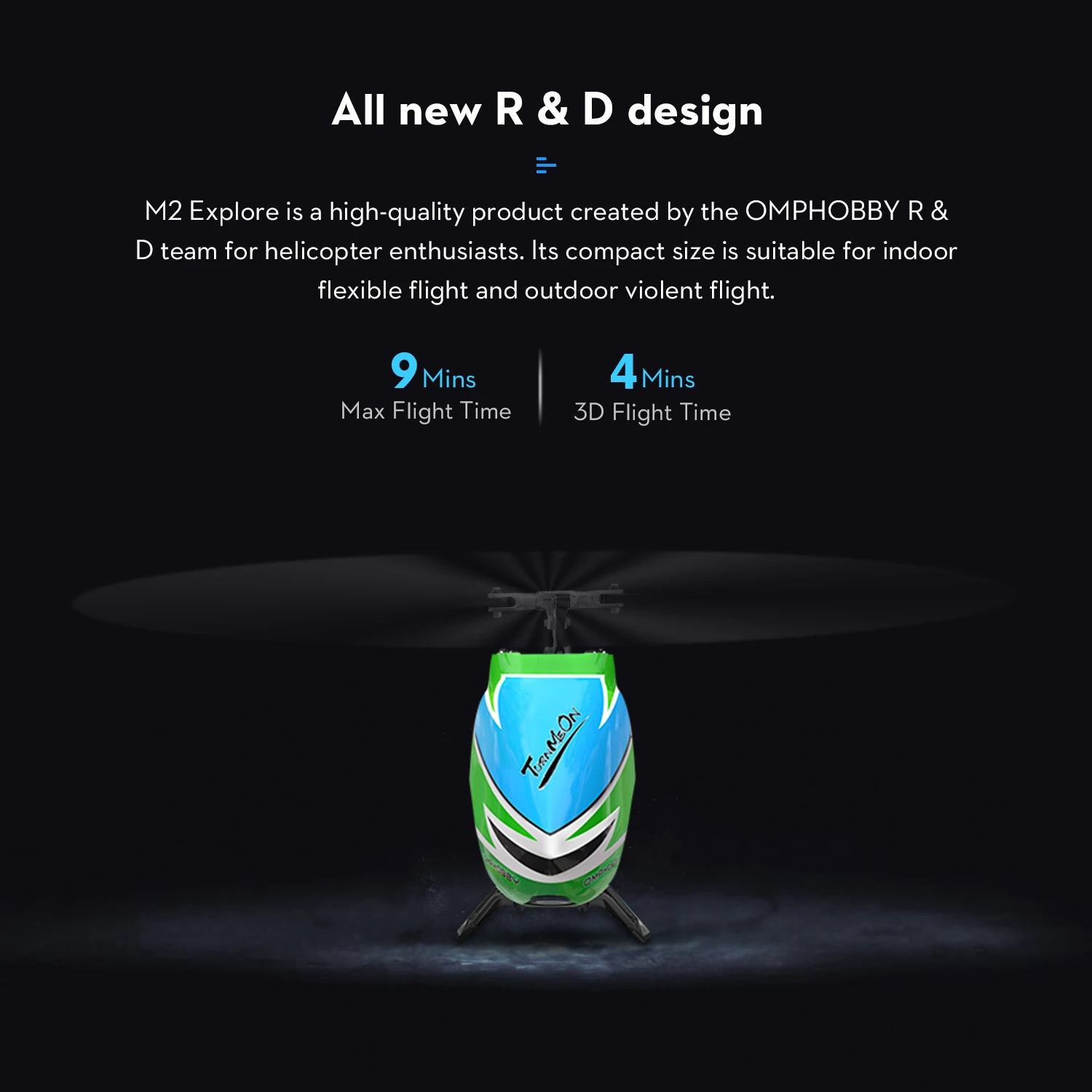 OMPHOBBY M2 Explore Hobby Adjustable Flight Controller Parameters 3D flight Direct-Drive High Performance 3D Helicopter