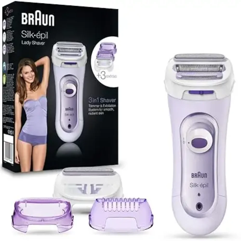 Braun LS5560 Silk & Soft Lady Shaver Lila / Silk Epil Lady Shaver LS5560 3 in 1 Shaver with 3 Extras.