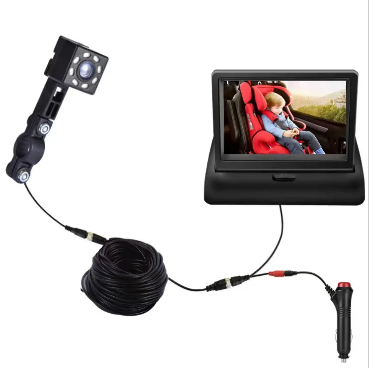 720P 4.3 inch temperature alarm wireless car cute monitor auto baby camera with Night Vision View