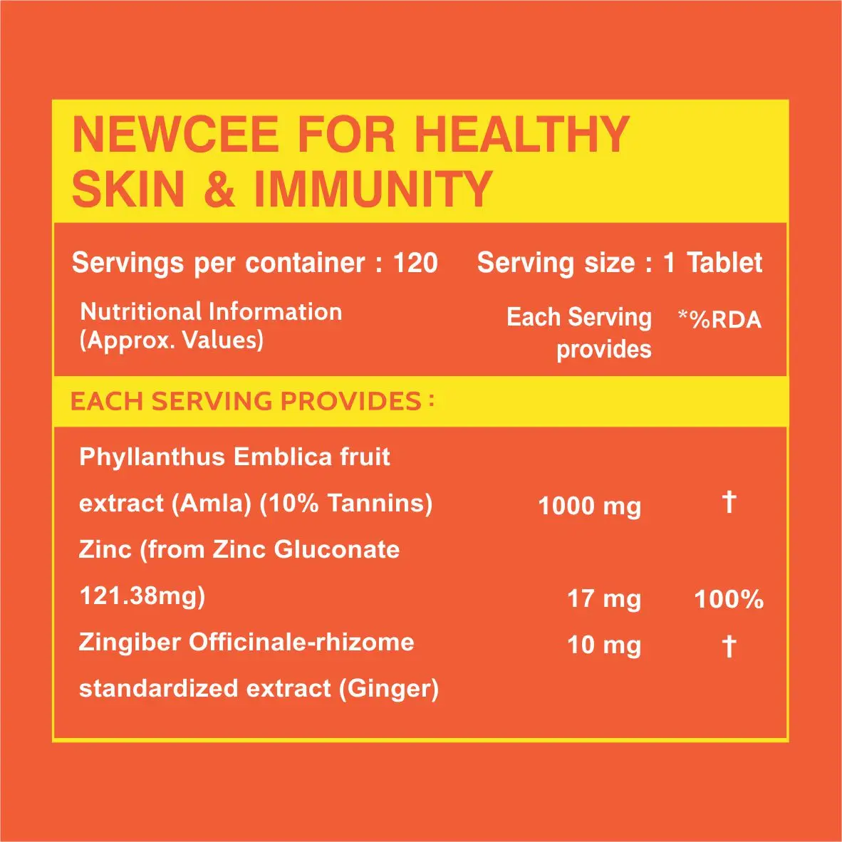 Vitamin C Supplement Tablets with Amla Extract With Zinc For Better Immunity & Skincare for Men & Women