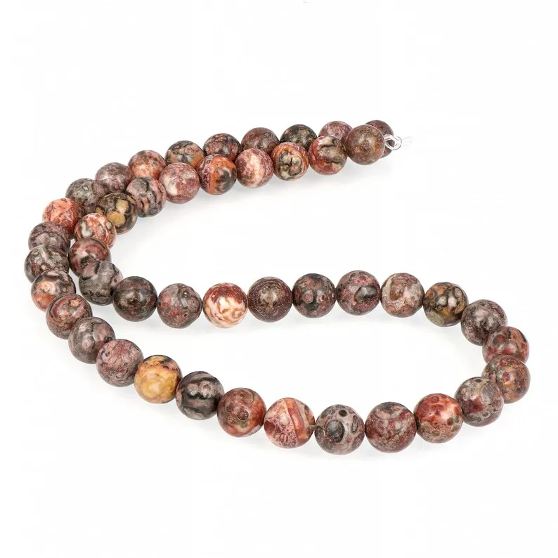 Factory Price Natural Leopard Skin Jasper round 8mm Carved Gemstone Beads Feng Shui Style 48 Beads for Jewelry Making