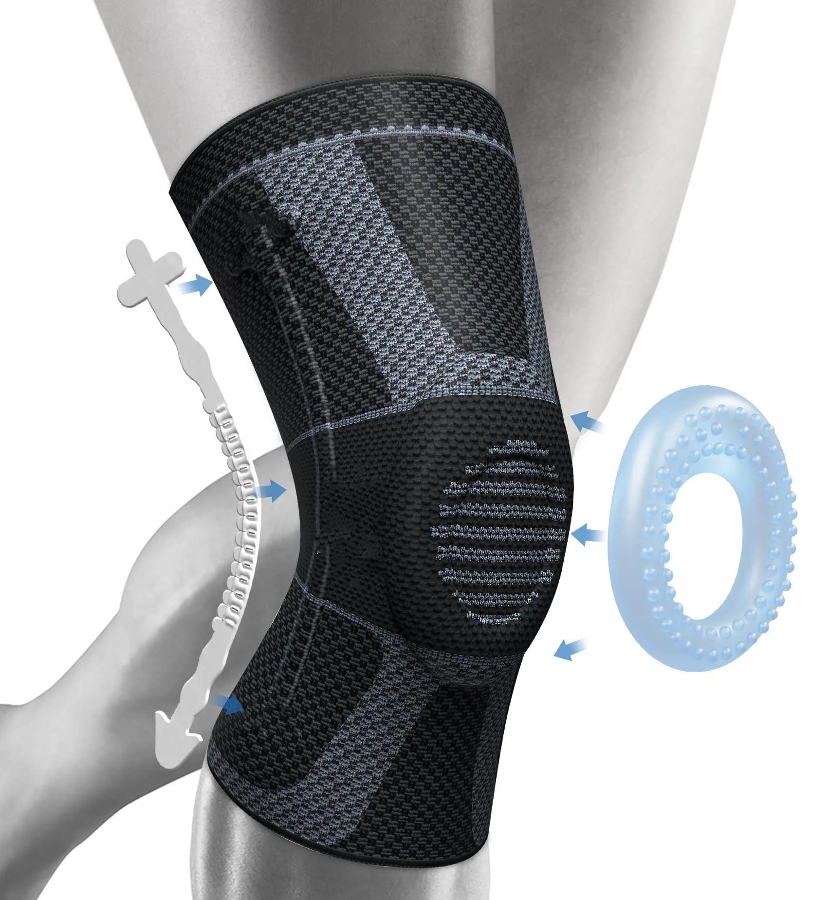 Compression Knee Sleeve Breathable Non-Slip Joint Support Knee Brace Thick Protective Hard Shell Elastic Knee And Elbow Pads