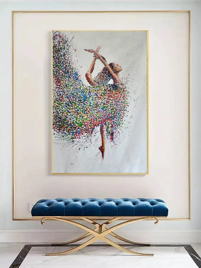 Large Ballerina Painting Dancing Girl Oil Painting Abstract Modern Art Handmade Wall Art