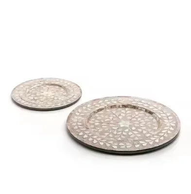 Factory Wholesale Modern Luxury Mother Of Pearl Trays Round Breakfast Plate Serving Plates Table Top Trays Decorative Trending
