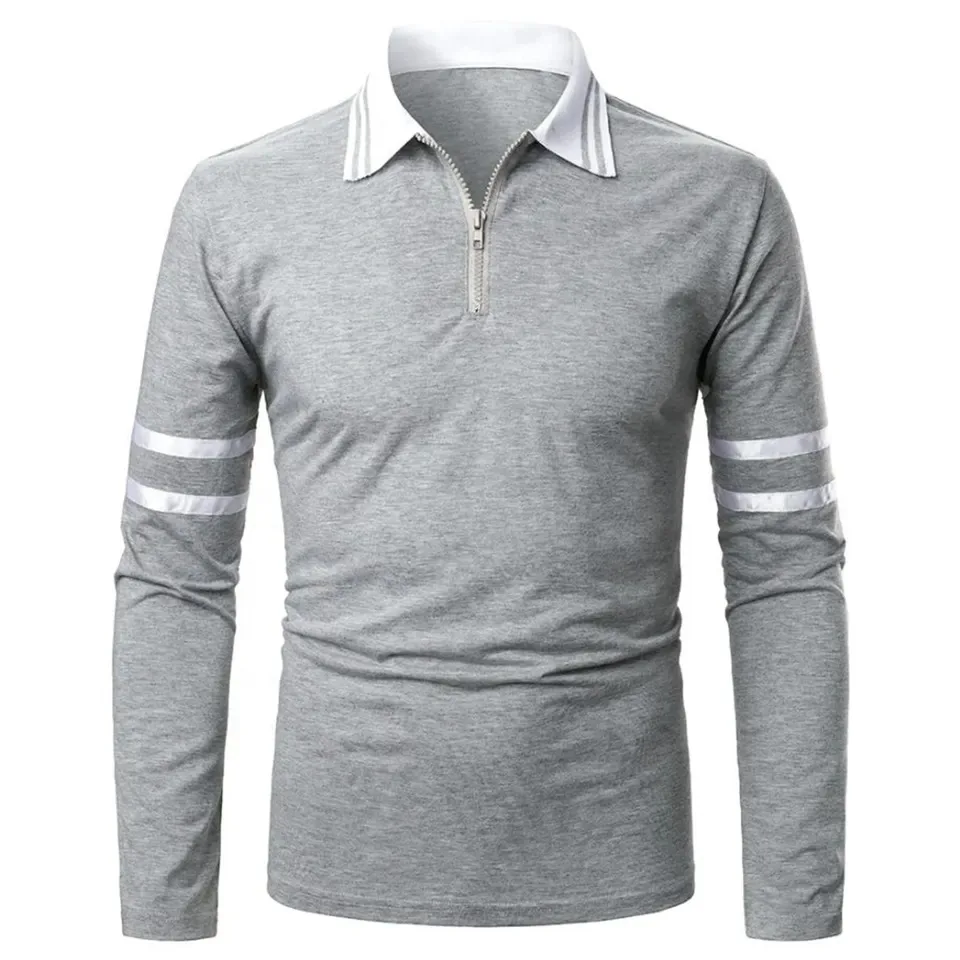 New Fashion Cotton Polo Shirt Men Stand Collar Long Sleeve Men Polo T- Shirt For Sale New High Quality
