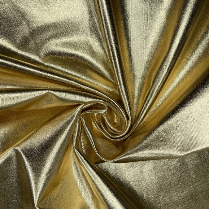 2023 Hot Sale Shiny Gold Silver Four Way Stretch Bronzing Foil Spandex Fabric For Stage Costume