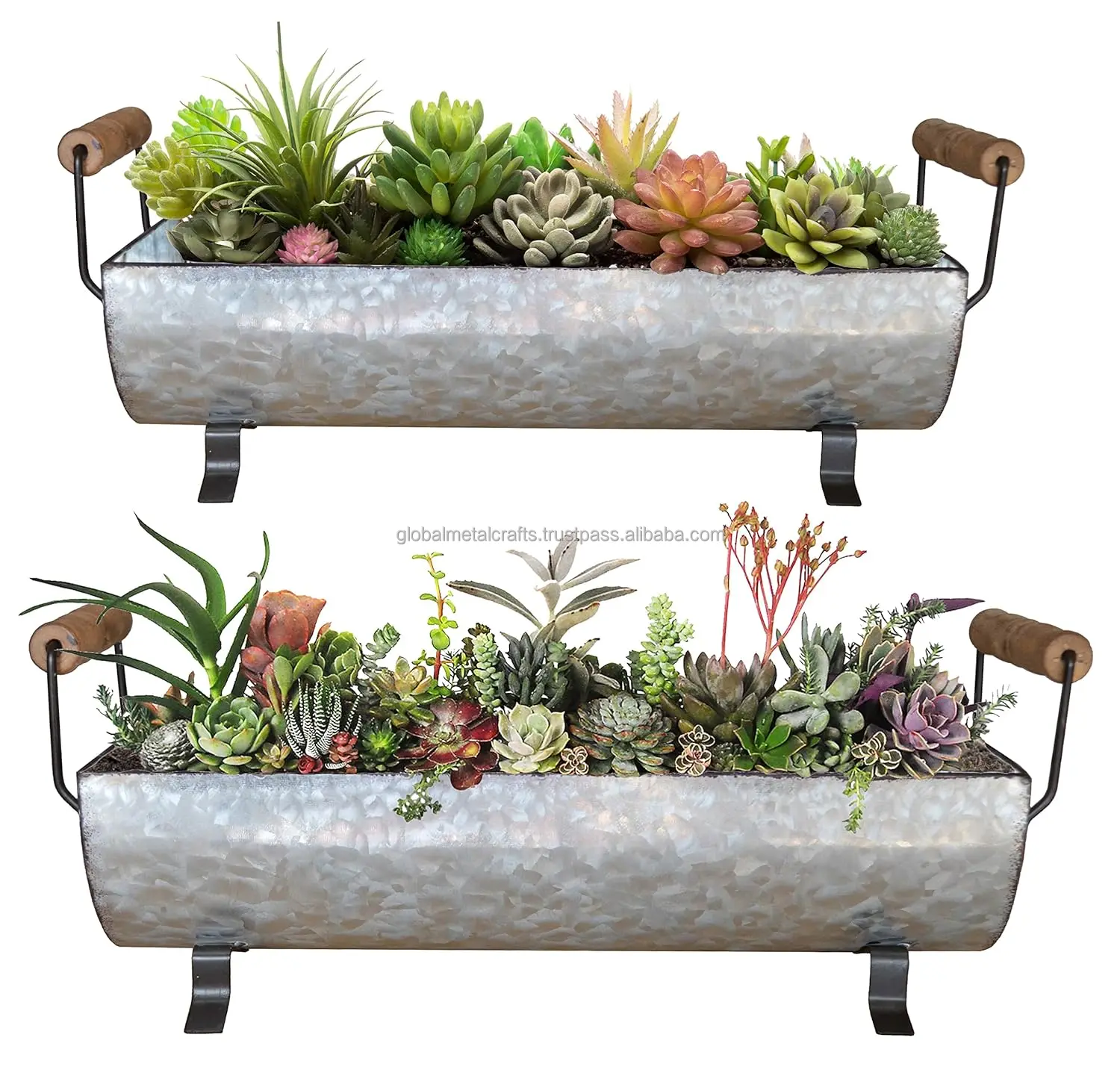 Galvanized Metal Trough Succulent Planter Farmhouse Metal Tray Rustic Tabletop Centerpiece
