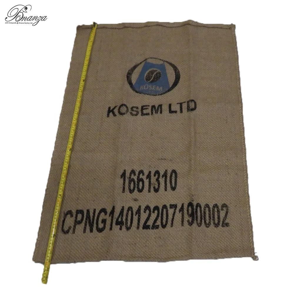 100% Export Quality 100 cm by 65 cm or 39 inch by 25.6 inch Food Grade Jute Bag for Coffee Bean Packaging from Bangladesh