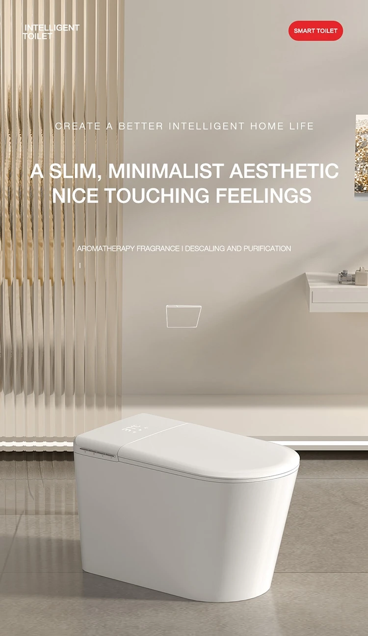 Modern Intelligent toilet Electronic Automatic Ceramic Toilet Floor mounted Slim Self-cleaning Smart Toilet for bathroom