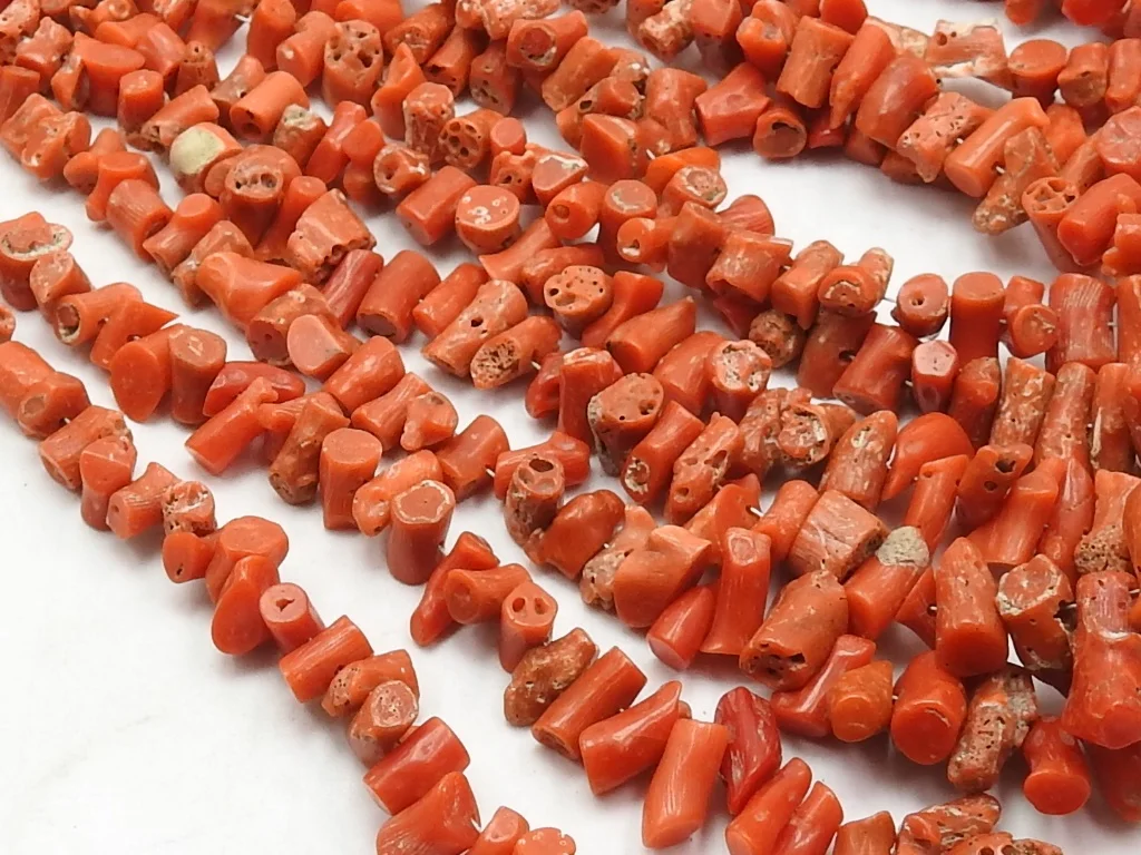 Red Coral Natural Polished Rough Nuggets
