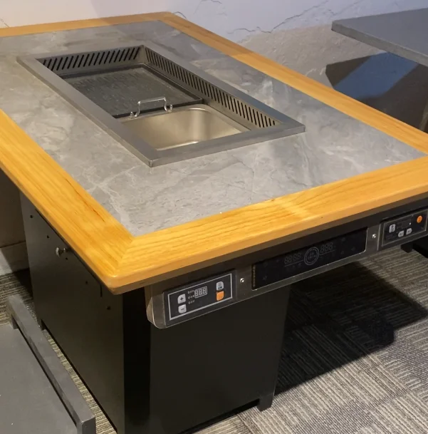 Customized Marble Commercial Smokeless Electric Bbq Grill And Hot Pot 2 In 1 WIth Metal Frame