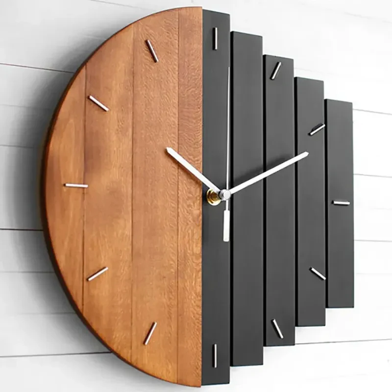 Japandi Rustic Abstract Wood Wall Clock For Living Room Home Hanging Artistic Decor