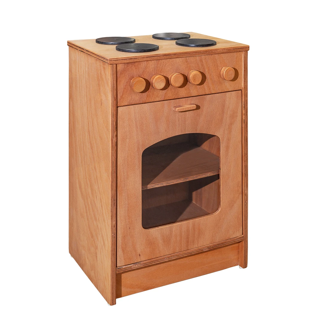 Montessori Wooden Preschool Kids Kitchen Cooking Play Pretend Sets Natural Surface Kitchen Range for Kids Role Toys