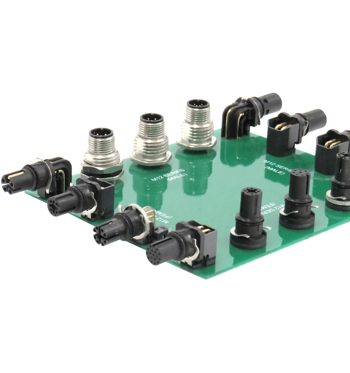 M12 4 pins A code female shielded straight panel mount insert equivalent to phoenix 1439955 connector PCB dip type