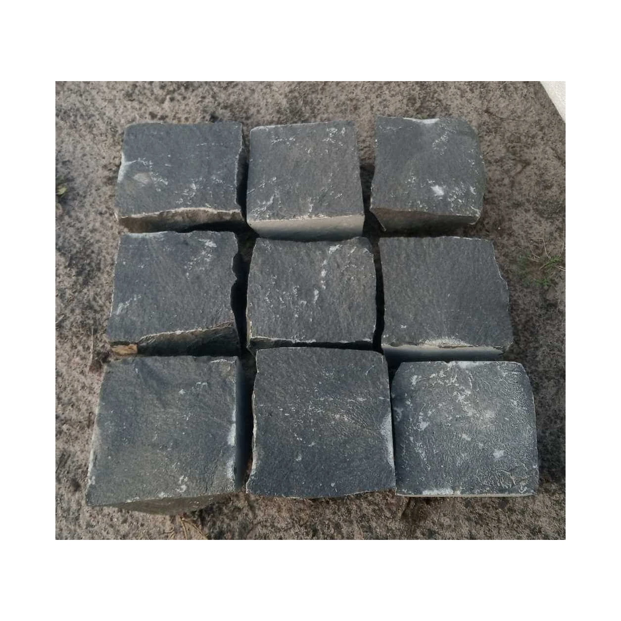 Basalt Cobblestone BASALT mesh back pavers cobblestone blocks flamed and tumbled processing
