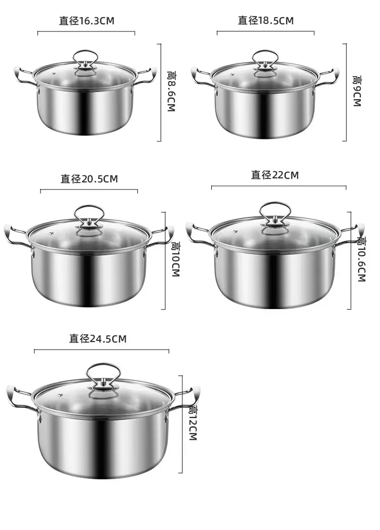 High Quality Cookware Set 10 Piece Stainless Steel Stock Pot Set